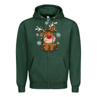 Sports Green Christmas reindeer Zipper Hoodie - MaliasSmallBusiness