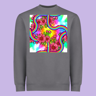 Tie Dye Floral Seamless Pattern Heavyweight Sweatshirt Designed By Bundleandbundleshop