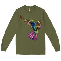 Army Green Broad Billed Hummingbird Long Sleeve Tee - LillyAllenDesigns