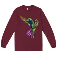 Burgundy Broad Billed Hummingbird Long Sleeve Tee - LillyAllenDesigns