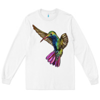 White Broad Billed Hummingbird Long Sleeve Tee - LillyAllenDesigns