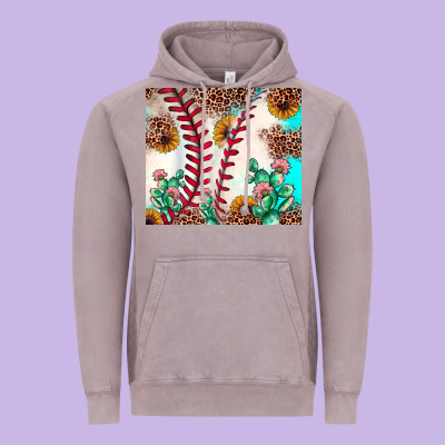 Baseball Leopard Turquoise Cactus Sunflower Vintage Hoodie Designed By Jahusdesignshop