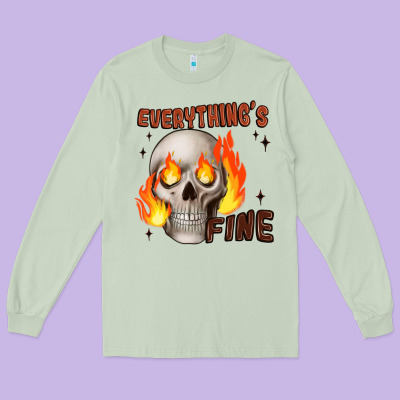 Everythings Fine Long Sleeve Tee Designed By Jahusdesignshop