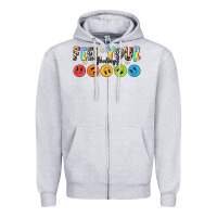 Heather Grey feel your feelings Zipper Hoodie - NancyCooperArtShop