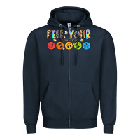 Navy feel your feelings Zipper Hoodie - NancyCooperArtShop