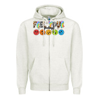 Oatmeal Heather feel your feelings Zipper Hoodie - NancyCooperArtShop