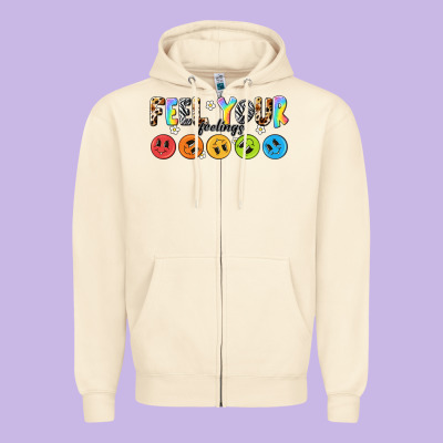 Feel Your Feelings Zipper Hoodie Designed By Nancycooperartshop