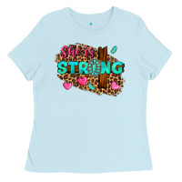 Baby Blue she is strong Ladies Tee - texasbilliewilder