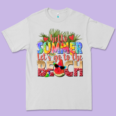 Hello Summer Lets Go To The Beach Premium Tee Designed By Texasbilliewilder