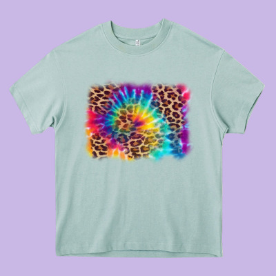 Leopard Tie Dye Background Heavy Core Tee Designed By Zillion Design Studio