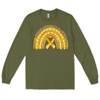 Army Green childhood cancer awareness rainbow (1) Long Sleeve Tee - Jasminsmagicworld