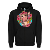 Black cute cow pink flowers and leopard pattern Zipper Hoodie - NancyCooperArtShop