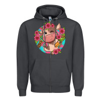 Cute Cow Pink Flowers And Leopard Pattern Zipper Hoodie | Teevron