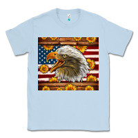Dusty Blue American Flag Eagle Classic Tee - LillyAllenDesigns