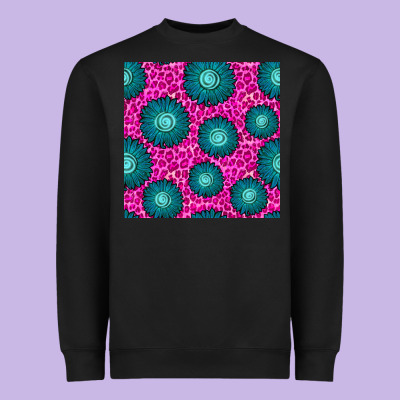 Floral Pink Leopard Seamless Pattern Heavyweight Sweatshirt Designed By Bundleandbundleshop