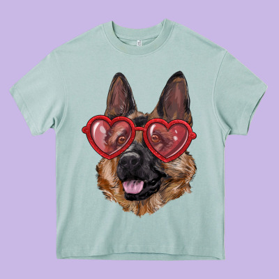 Heavy Core Tee german shepherd with love glasses