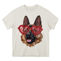 Cream german shepherd with love glasses Heavy Core Tee - RanaPortraitStore