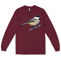 Burgundy Black Capped Chickadee Long Sleeve Tee - LillyAllenDesigns