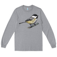 Heather Grey Black Capped Chickadee Long Sleeve Tee - LillyAllenDesigns