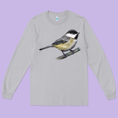 Black Capped Chickadee Long Sleeve Tee Designed By Lillyallendesigns