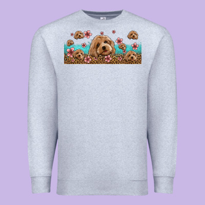 Floral Cockapoo Premium Sweatshirt Designed By Jasminsmagicworld