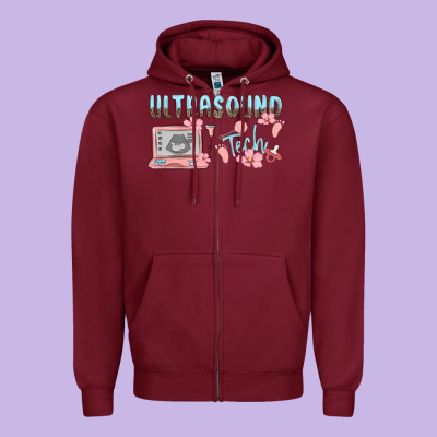 Ultrasound Tech Zipper Hoodie Designed By Maliassmallbusiness