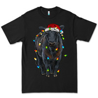 Black christmas black angus cattle with lights Premium Tee - RanaPortraitStore