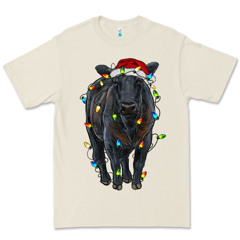 Christmas Black Angus Cattle With Lights Premium Tee by RanaPortraitStore | Teevron