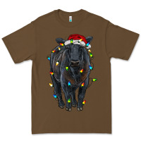 Cacao christmas black angus cattle with lights Premium Tee - RanaPortraitStore