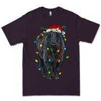 Plum christmas black angus cattle with lights Premium Tee - RanaPortraitStore