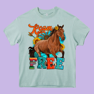 Roam Free Galloping Heavy Core Tee Designed By Artiststas