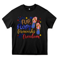 Black flip flops fireworks and freedom Heavy Core Tee - texasbilliewilder