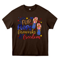 Chocolate Brown flip flops fireworks and freedom Heavy Core Tee - texasbilliewilder
