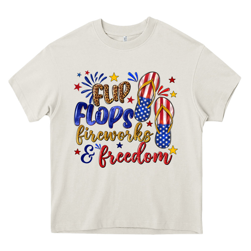 Flip Flops Fireworks And Freedom Heavy Core Tee by texasbilliewilder | Teevron