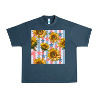 Midnight Navy patriotic sunflowers stripes and stars seamless patrern Urban Heavy Tee - BundleAndBundleShop