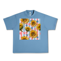 Pebble Blue patriotic sunflowers stripes and stars seamless patrern Urban Heavy Tee - BundleAndBundleShop