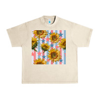 Sandshell patriotic sunflowers stripes and stars seamless patrern Urban Heavy Tee - BundleAndBundleShop