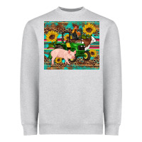 Heather Grey western farm tractor pig rooster cow sunflowers Heavyweight Sweatshirt - Artiststas