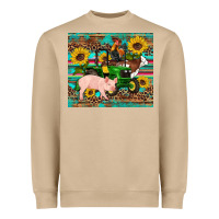 Mushroom western farm tractor pig rooster cow sunflowers Heavyweight Sweatshirt - Artiststas