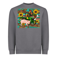 Storm western farm tractor pig rooster cow sunflowers Heavyweight Sweatshirt - Artiststas