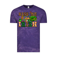 Cloud Purple kiss me i am irish  with lips and shamrocks Vintage Tee - AdoDesignShop