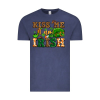 Vintage Denim kiss me i am irish  with lips and shamrocks Vintage Tee - AdoDesignShop