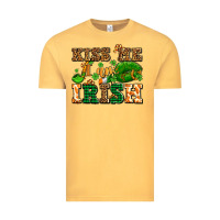 Vintage Mustard kiss me i am irish  with lips and shamrocks Vintage Tee - AdoDesignShop