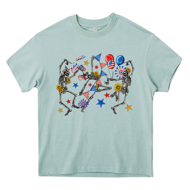Fourth Of July Dancing Skeleton Heavy Core Tee by texasbilliewilder | Teevron