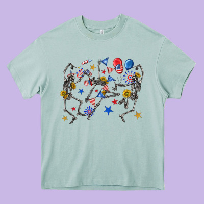 Fourth Of July Dancing Skeleton Heavy Core Tee Designed By Texasbilliewilder