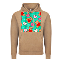 Vintage Coffee valentines day teddy bears and cookies seamless pattern Vintage Hoodie - BundleAndBundleShop
