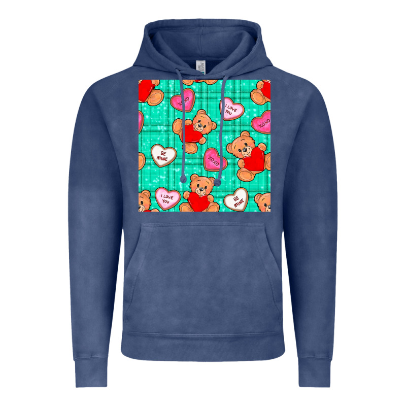 Valentines Day Teddy Bears And Cookies Seamless Pattern Vintage Hoodie by BundleAndBundleShop | Teevron
