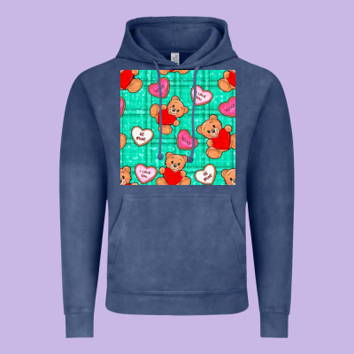 Valentines Day Teddy Bears And Cookies Seamless Pattern Vintage Hoodie Designed By Bundleandbundleshop