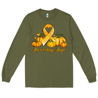 Army Green childhood cancer awareness month harvesting hope Long Sleeve Tee - Jasminsmagicworld