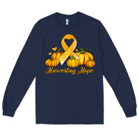 Navy childhood cancer awareness month harvesting hope Long Sleeve Tee - Jasminsmagicworld